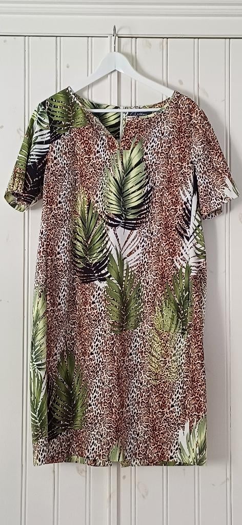 Leuk panter/palmbladeren jurkje, B Three     mt. 46, Overige kleuren, Verzenden, Maat 46/48 (XL) of groter, Zo goed als nieuw