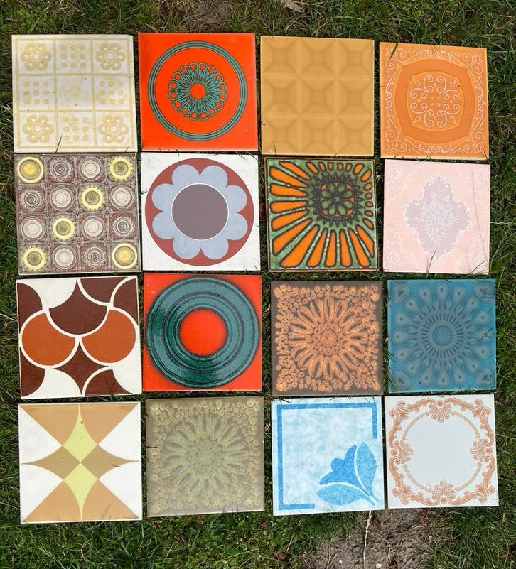 Vintage tegels 15x15cm, diverse patronen, Ophalen, Minder dan 20 cm, Minder dan 5 m², Wandtegels