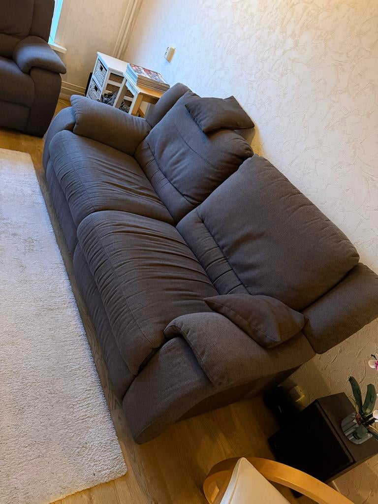 Nette Bruine electrische bank en 1 normale, Ophalen, Gebruikt, 100 tot 125 cm, Driepersoons