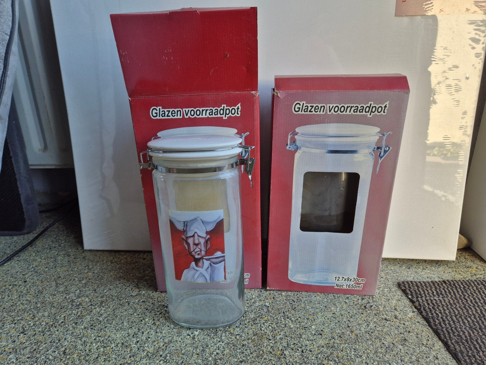 Glazen voorraadpot met beugelsluiting - 1650ml, Glas, Nieuw, Ophalen of Verzenden, Voorraadpot