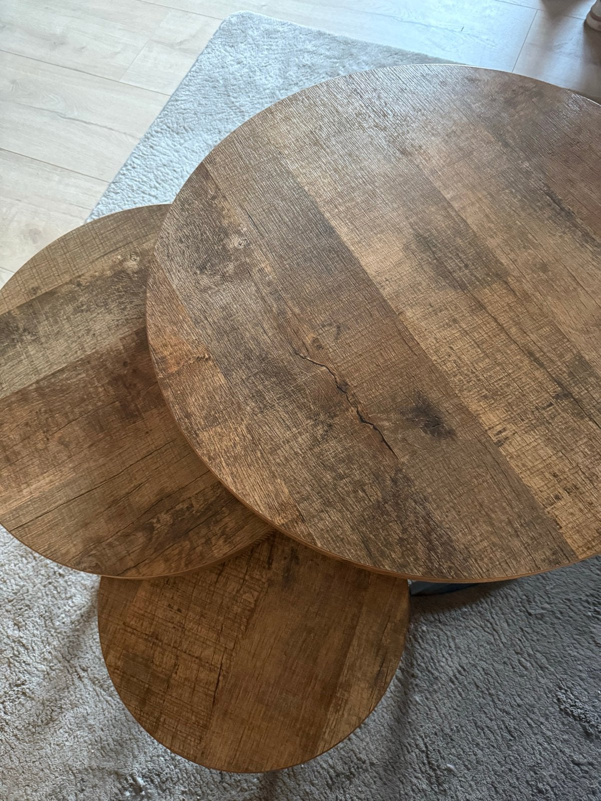 Set van 3 ronde salontafels mangohout, Huis en Inrichting, Ophalen, 50 – 75, Gebruikt, Rond