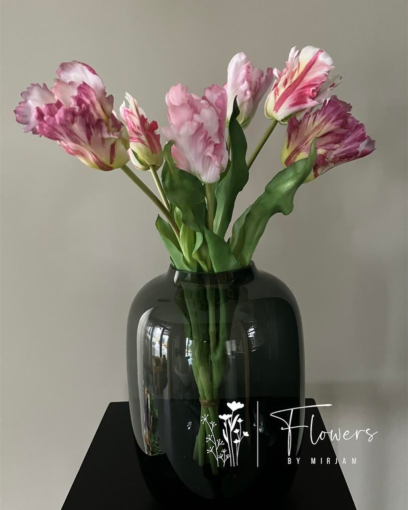 Real touch kunst tulpen wit roze gemeleerd 51cm, Binnen, Info@flowersbymirjam.nl, Nieuw, Transformatorstraat 6a