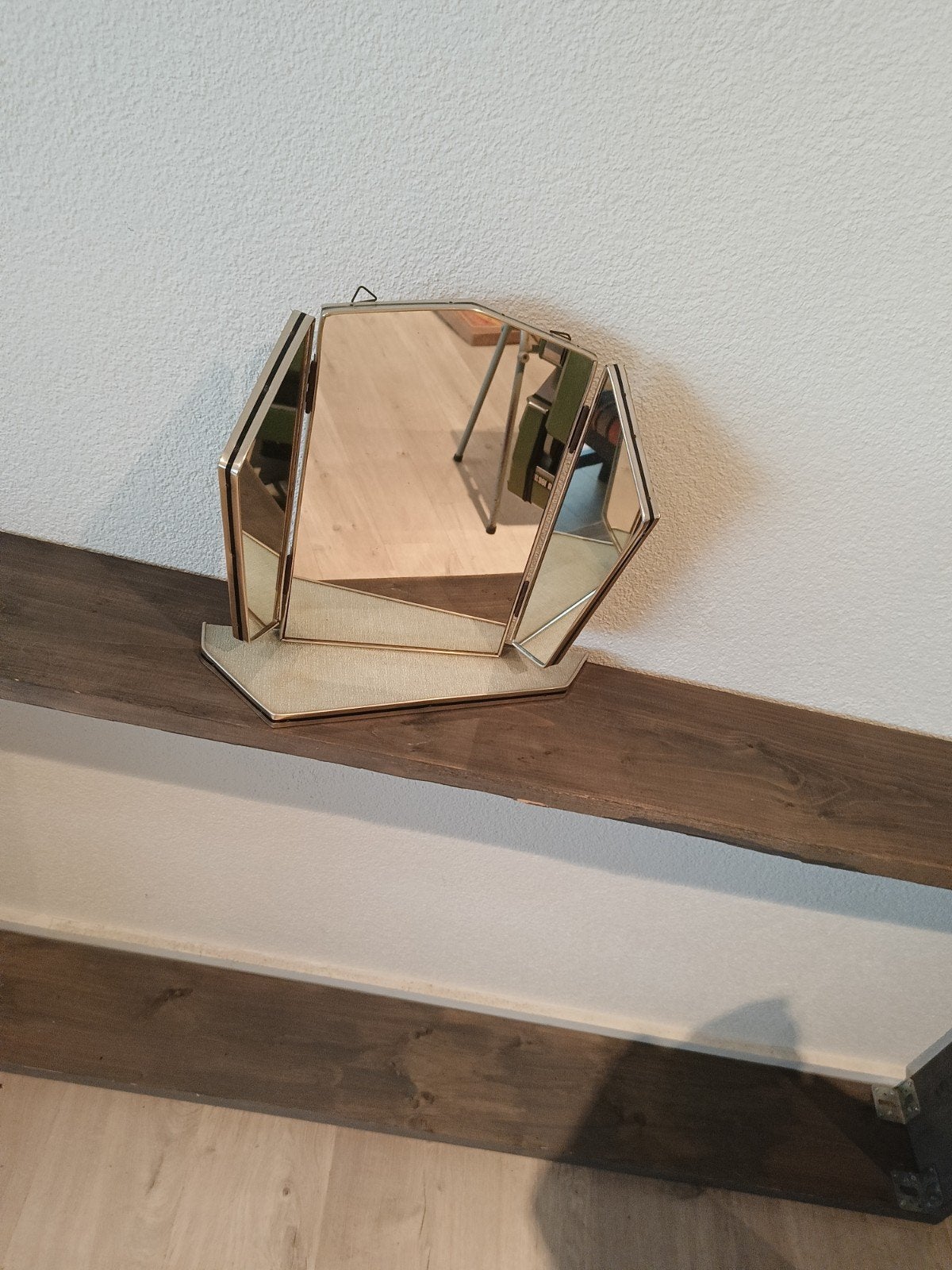 Vintage Art Deco Kaptafel Spiegel - Drieluik, Antiek en Kunst, Antiek | Spiegels, Ophalen
