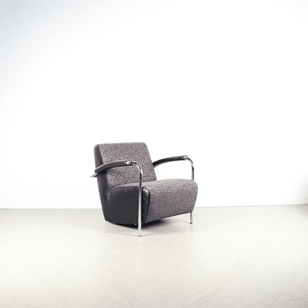 Leolux Scylla Laag Fauteuil Grijs Stof + Hocker, Huis en Inrichting, Leolux, Zo goed als nieuw, Niet ingevuld, Niet ingevuld