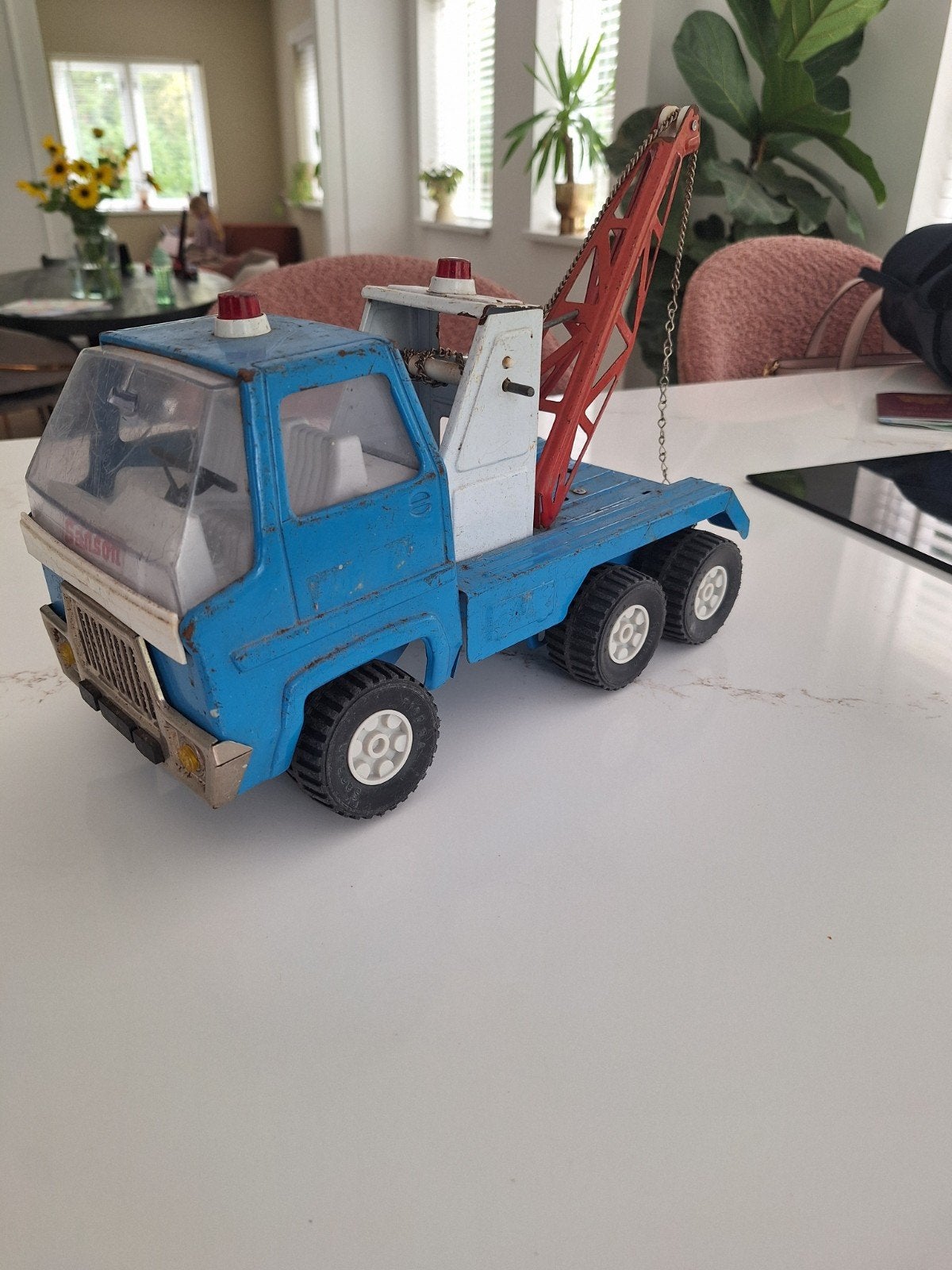 Vintage Sanson blikken speelgoedtakelwagen jaren '70, Ophalen of Verzenden