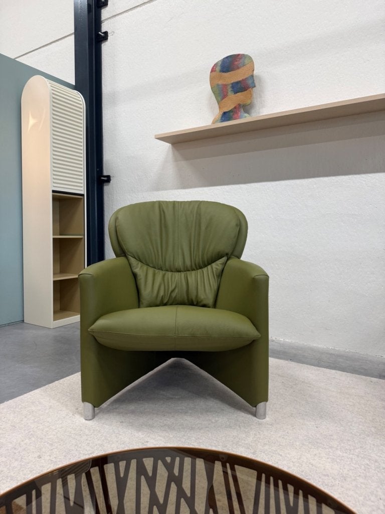 Nieuw Leolux Excalibur Fauteuil groen leer design stoel, Huis en Inrichting, Leolux, Info@leolux.nl, Nieuw, Ophalen of Verzenden