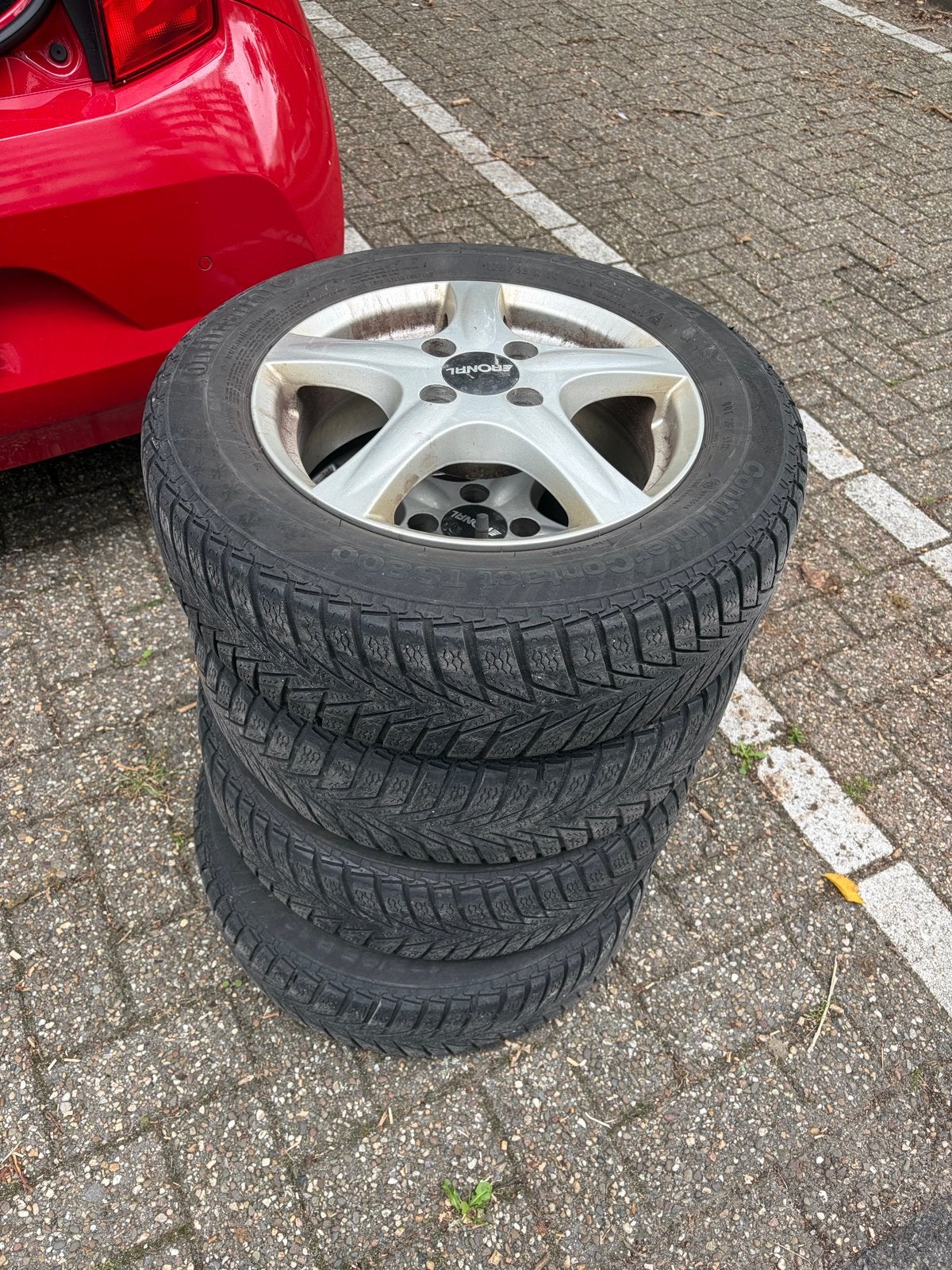 Ronal velgen met Continental winterbanden 175/65 R14, Auto-onderdelen, Banden en Velgen, Ophalen, 14 inch, Gebruikt, 175 mm