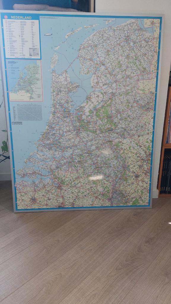 Grote Nederland plattegrond in lichtgewicht aluminium frame, 2000 tot heden, Nederland, Falk, Ophalen of Verzenden