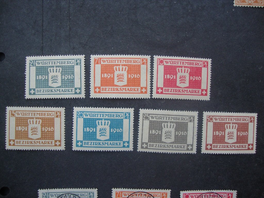 Wurttemberg serie 123-129 Ongestempeld., Ophalen of Verzenden, Duitse Keizerrijk, Postfris