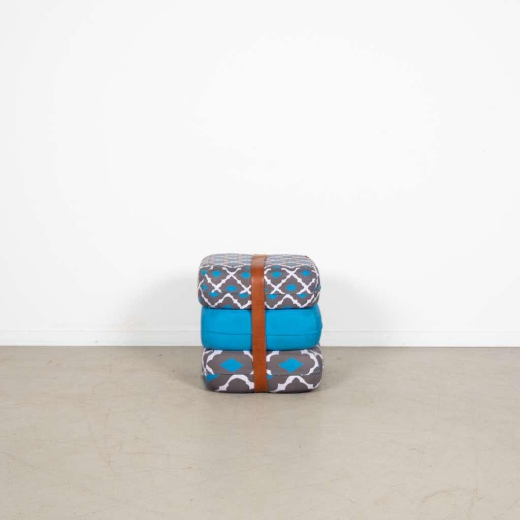 9x Fatboy Baboesjka Poef Blauw/Grijs Stof (Patroon 1), Huis en Inrichting, Banken | Voetenbanken en Poefen, Niet ingevuld, Minder dan 50 cm