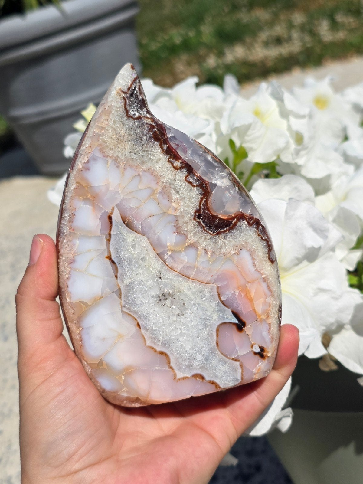 Bloemagaat met druzy freeform, Verzenden