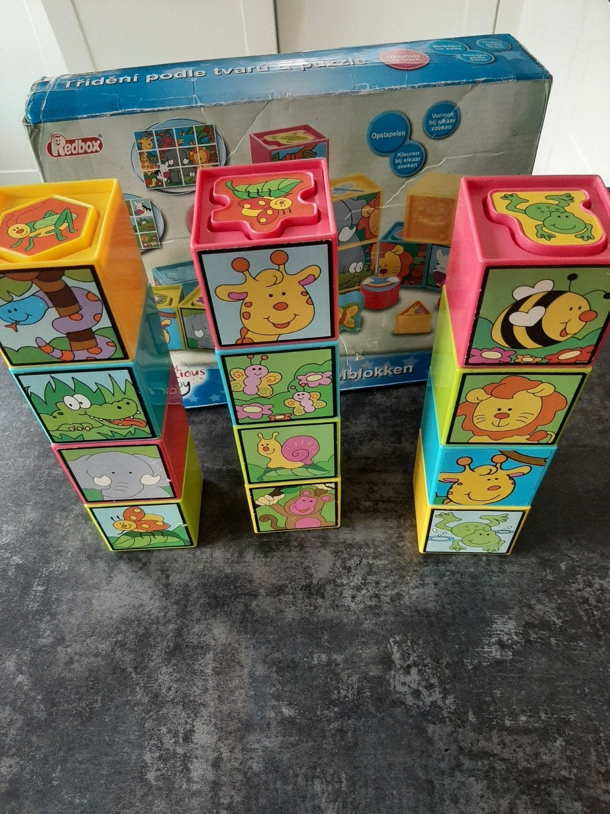 Stapelblokken vormenstoofjes voor baby-peuter merk REDBOX, Ophalen of Verzenden, Zo goed als nieuw, Ontdekken