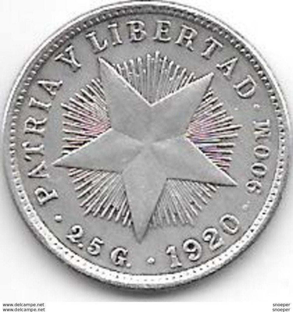 cuba 10 centavos 1920 km A12 xf+, Postzegels en Munten, Munten | Amerika, Verzenden, Noord-Amerika, Losse munt