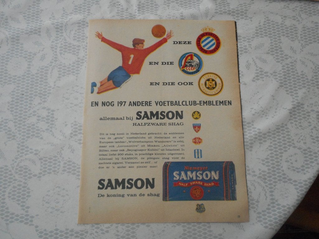 Samson. Voetbalclub-emblemen. Shag. 1961., Ophalen of Verzenden, Gebruikt, Overige typen