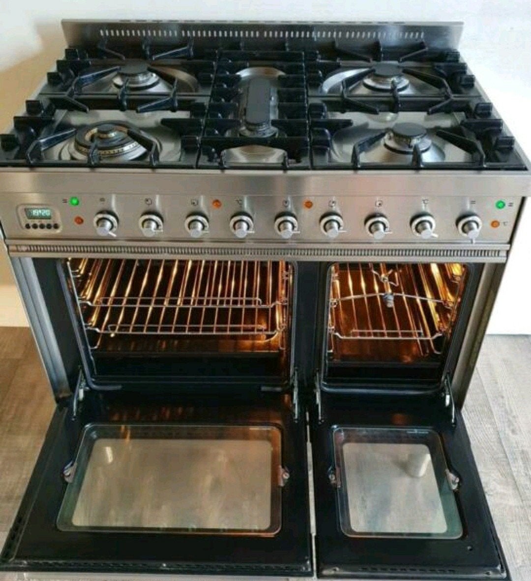 Belling Fornuis met Dubbele Oven en Gasfornuis, 60 cm of meer, Ophalen of Verzenden, Zo goed als nieuw, Gas