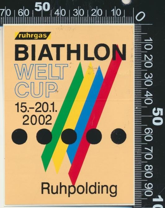 Sticker: Biathlon 2002 - Ruhpolding, Ophalen of Verzenden, Zo goed als nieuw, Sport