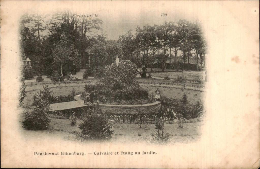 Eindhoven - Pensionnat Eikenburg - Calvaire et étang, Ophalen of Verzenden, Voor 1920, Gelopen, Noord-Brabant