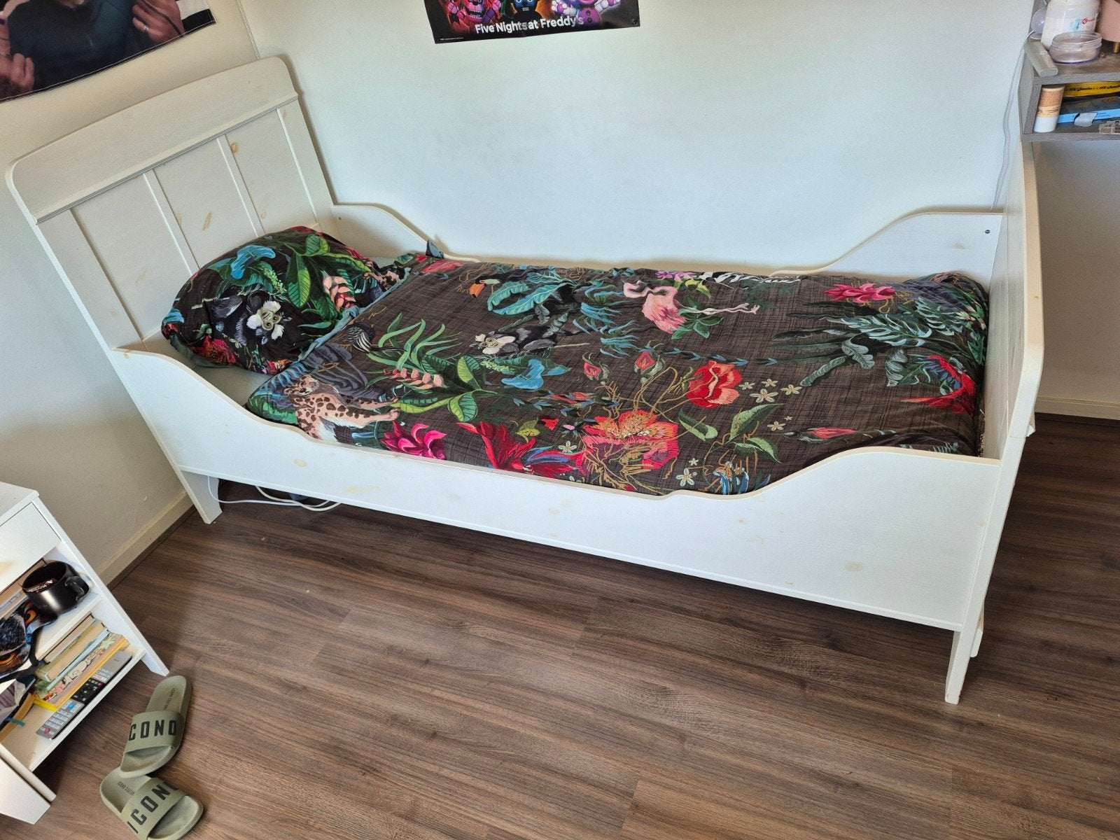 Eenpersoonsbed wit hout met lattenbodem WOOOD, Ophalen, Gebruikt, 90 cm, Eenpersoons