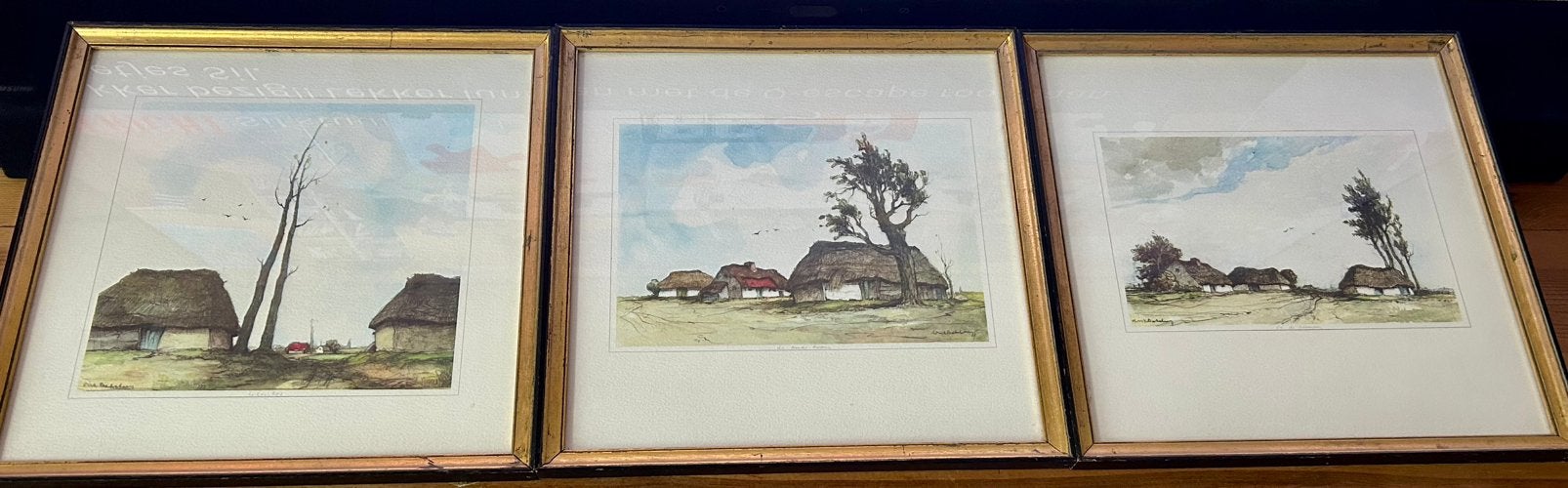 3 Litho's van Dirk Baksteen - Ingelijst achter glas, Ingelijst, Ophalen of Verzenden, Overige onderwerpen, Lithografie