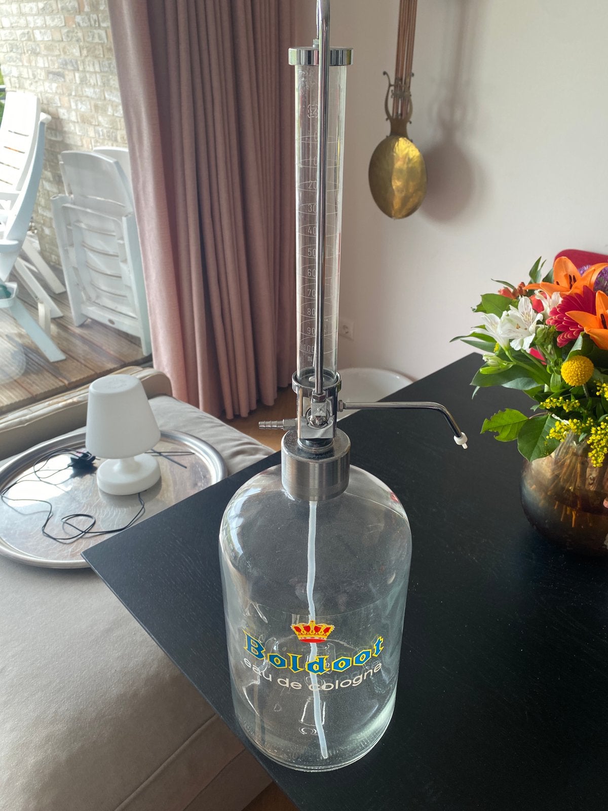 Boldoot ttonbank fles eau de cologne 5 liter, Overige kleuren, Ophalen of Verzenden, Minder dan 50 cm, Glas