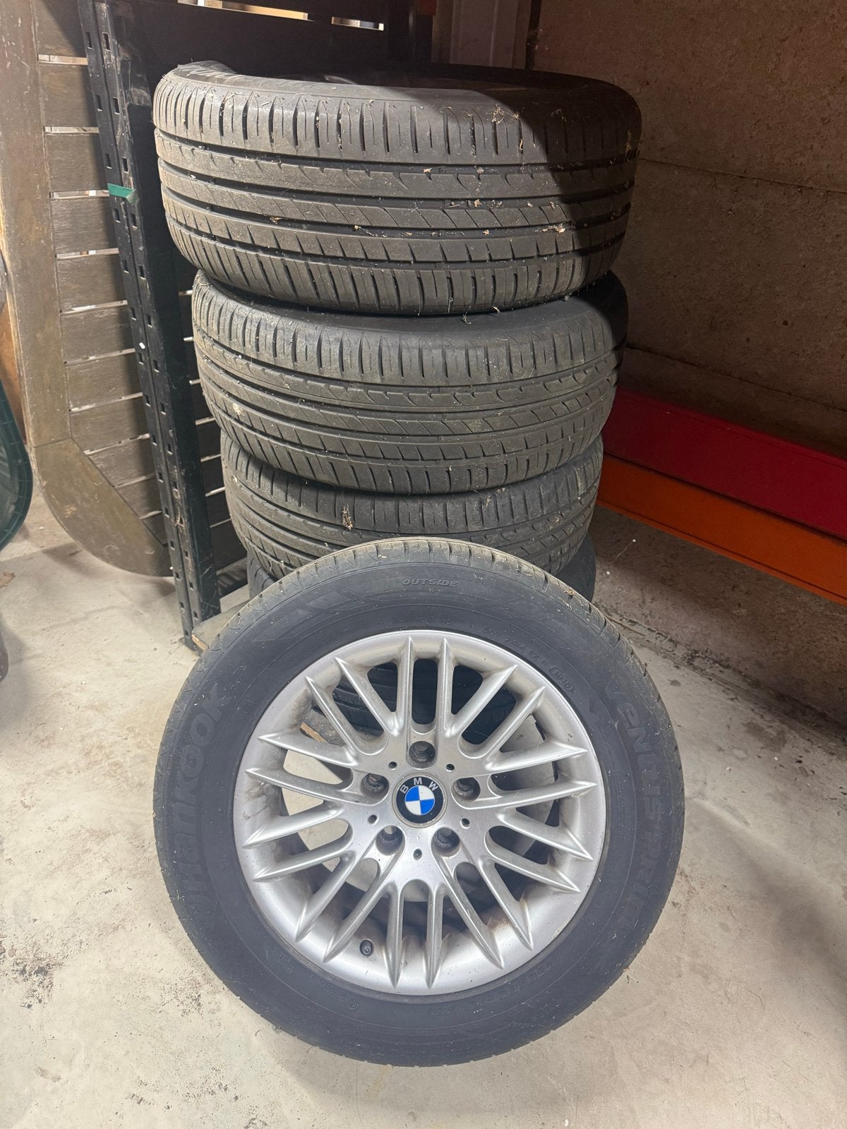 5 BMW velgen met Hankook zomerbanden - 225/55R16, Auto-onderdelen, Ophalen, Gebruikt, 16 inch, Banden en Velgen