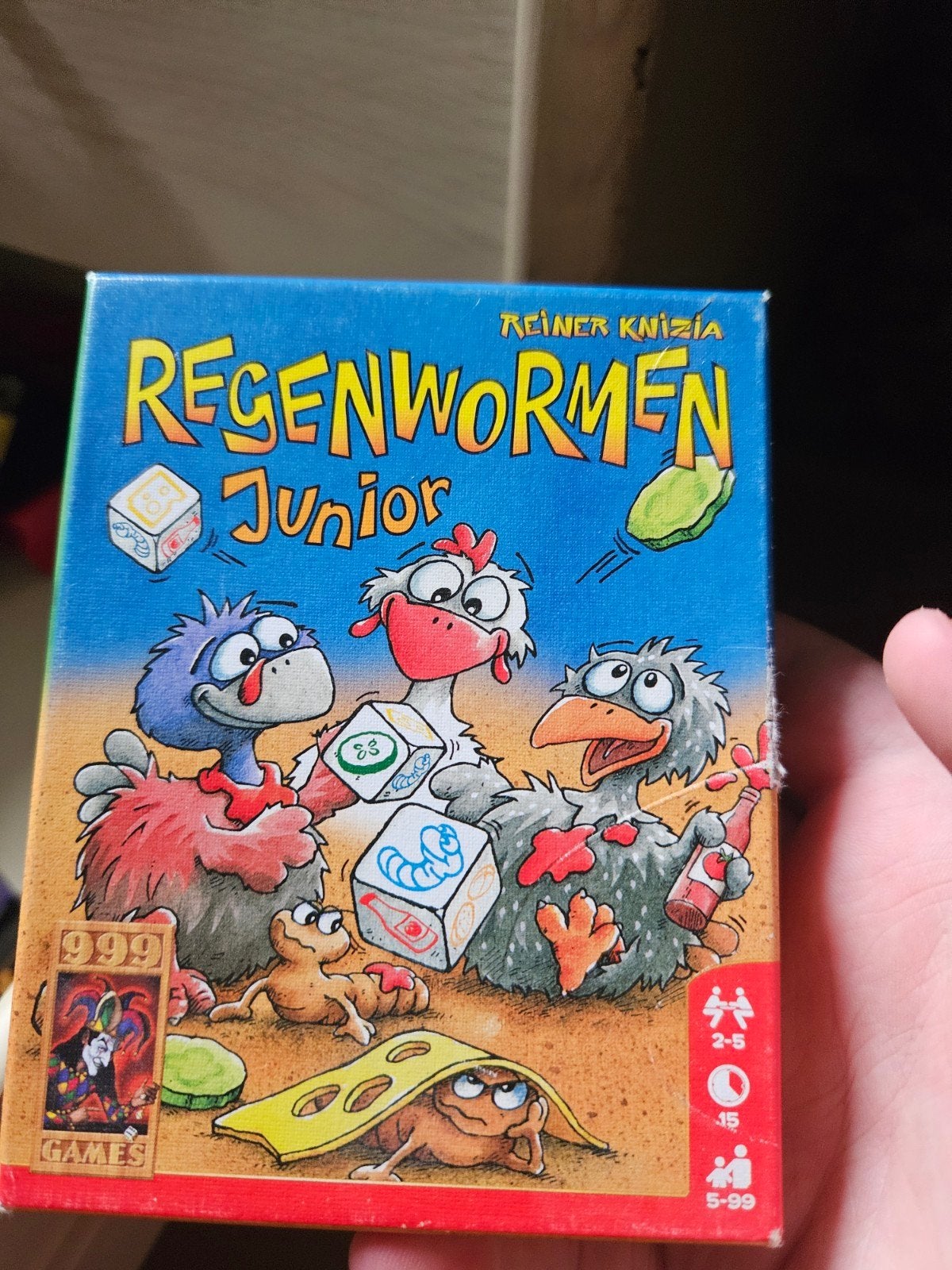Regenwormen Junior - Leuk dobbelspel voor kinderen, Drie of vier spelers, Ophalen of Verzenden, Zo goed als nieuw, 999 Games