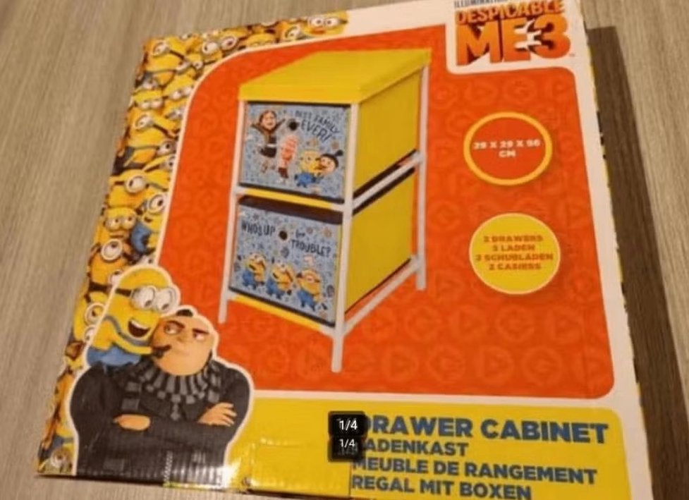 Minions dispicable me lade kast 29x29x56cm met 2 laden nieuw, 50 tot 70 cm, Nieuw, 105 cm of meer, Ophalen of Verzenden