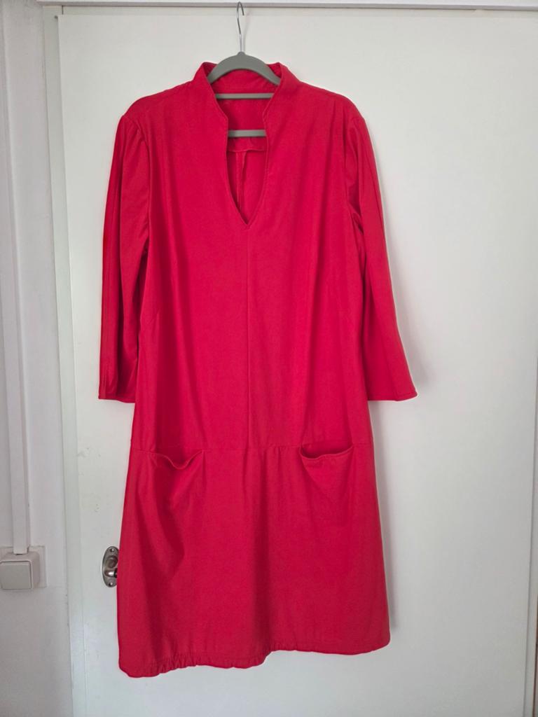 LaDress travelstof jurk, rood, maat L, Maat 42/44 (L), Ophalen of Verzenden, LaDress, Gedragen