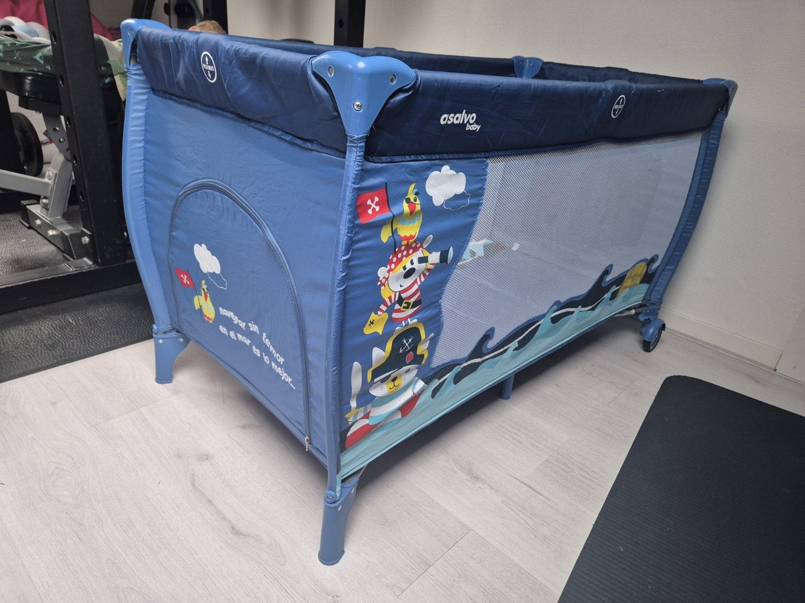 Asalvo Baby Piraten Campingbedje met Matras, Ophalen, 70 tot 85 cm, 140 tot 160 cm, Zo goed als nieuw