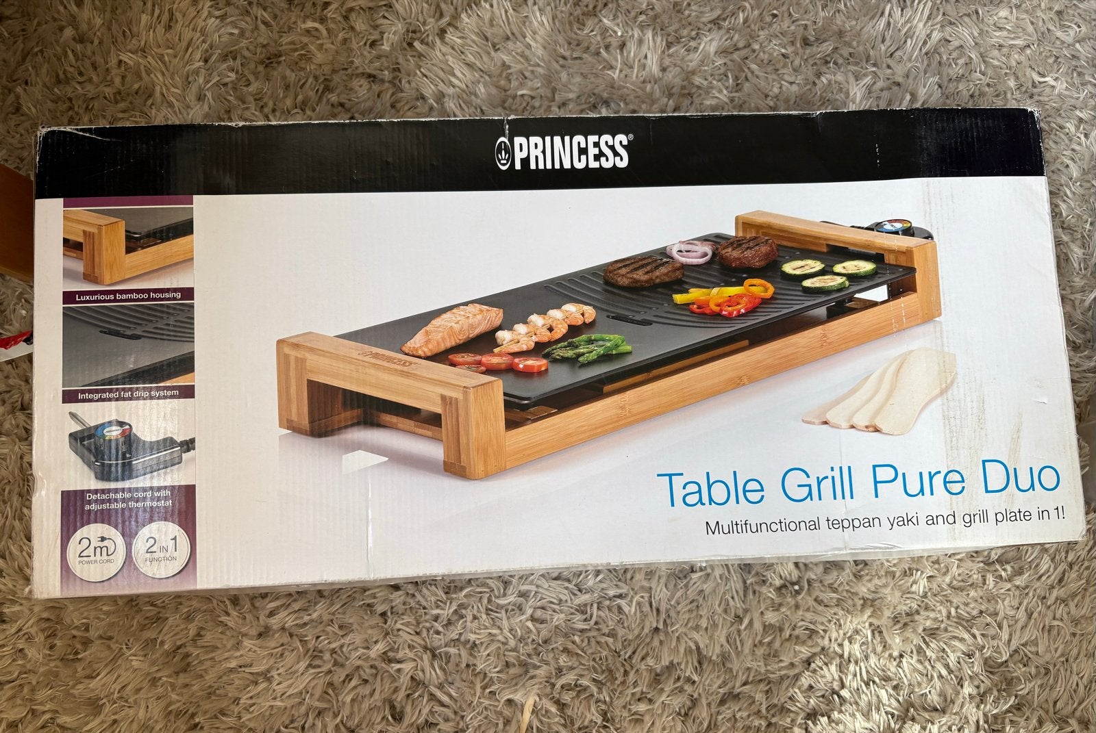 Princess Table Grill Pure Duo - Teppanyaki & Grillplaat, Witgoed en Apparatuur, Grillplaten, Zo goed als nieuw, Tafelgrill, Ophalen