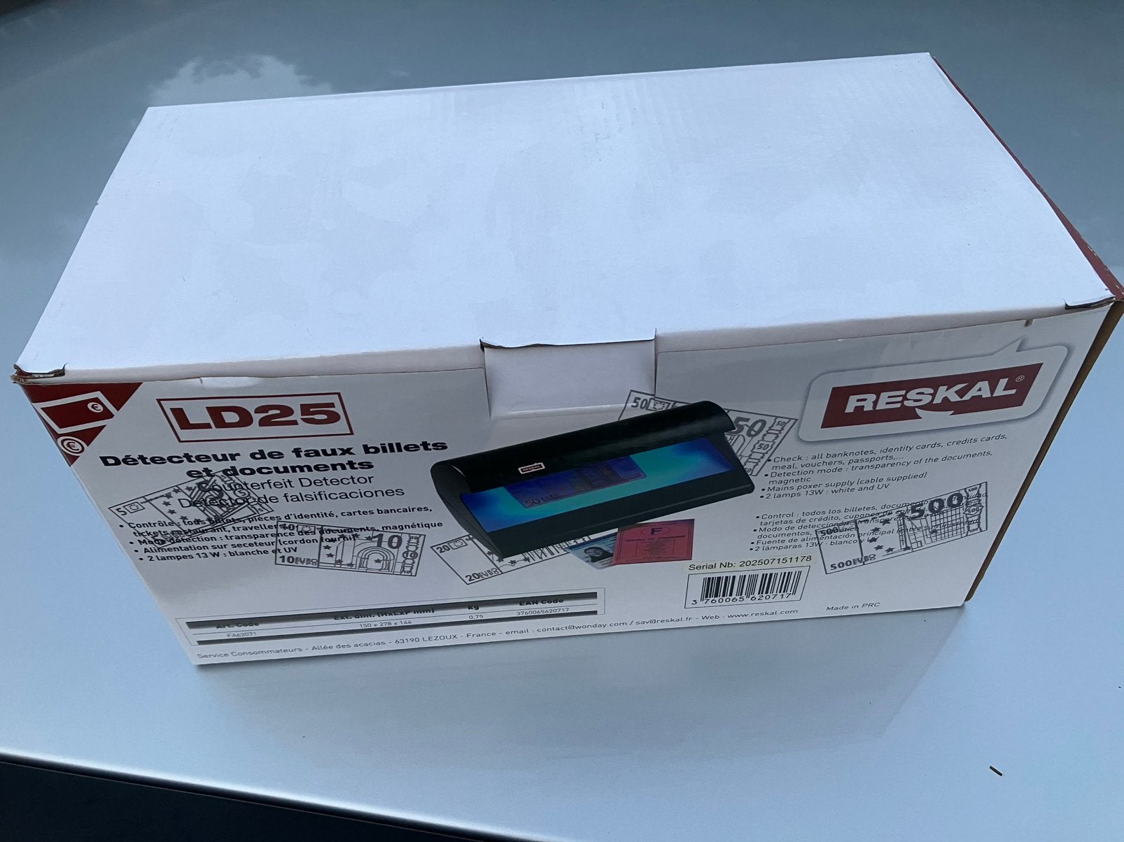 Reskal LD25 detector voor vals geld - creditcards - paspoort, Ophalen of Verzenden, Valsgelddetector