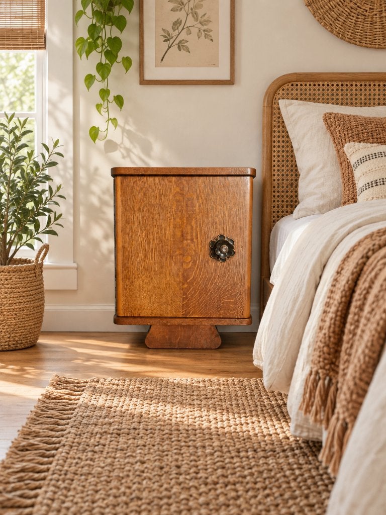 Vintage Art Deco nachtkast jaren 20/30 Amsterdamse school, Huis en Inrichting, Minder dan 45 cm, Ophalen of Verzenden, Zo goed als nieuw
