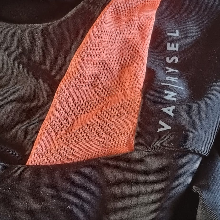 Van Rysel Fietsbroek Zwart/Oranje - Maat L, Gebruikt, Dames, Ophalen of Verzenden, Van Rysel