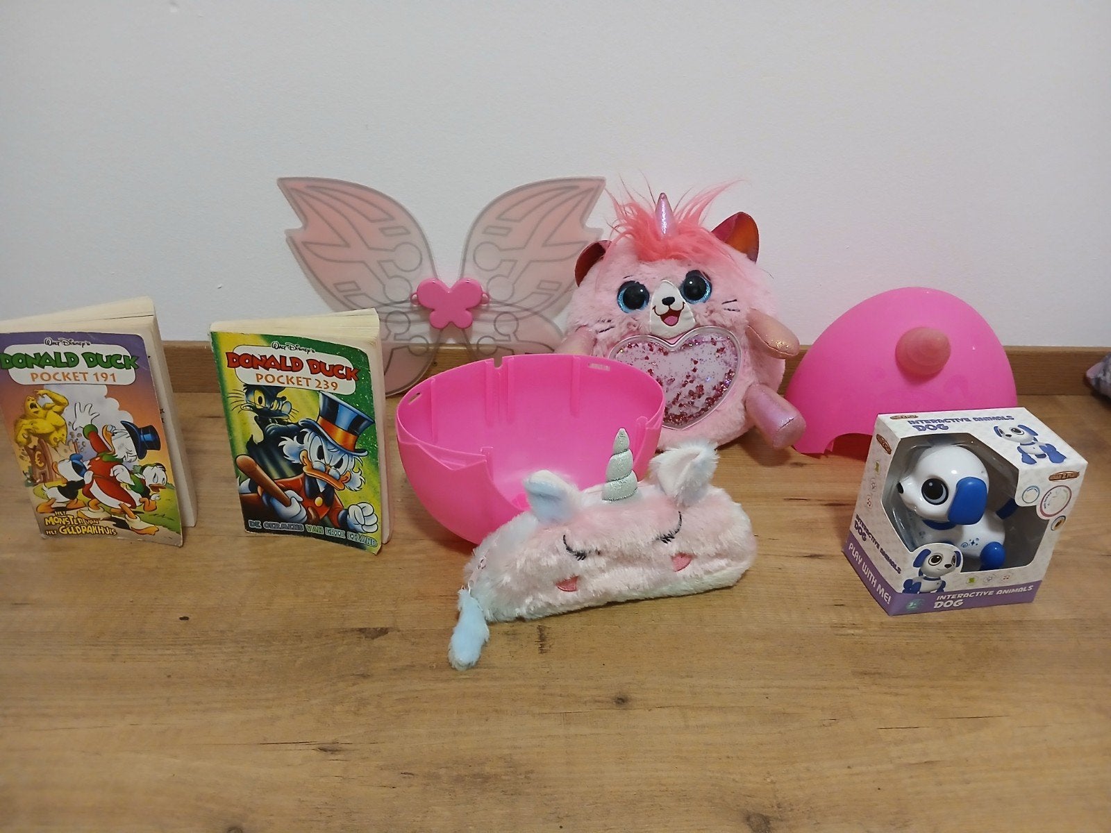 Diverse speelgoedset: knuffel, robot, Donald Duck pockets, Ophalen, Gebruikt, Jongen of Meisje