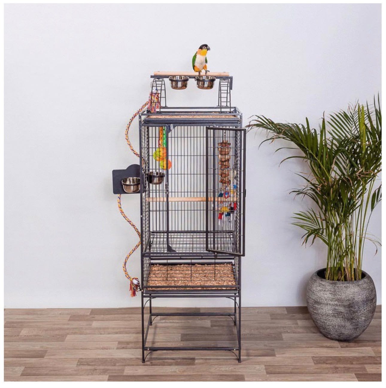 Vogelkooi 60x60x139 lichtgrijs, Dieren en Toebehoren, Ophalen, Zo goed als nieuw, Metaal, Vogelkooi