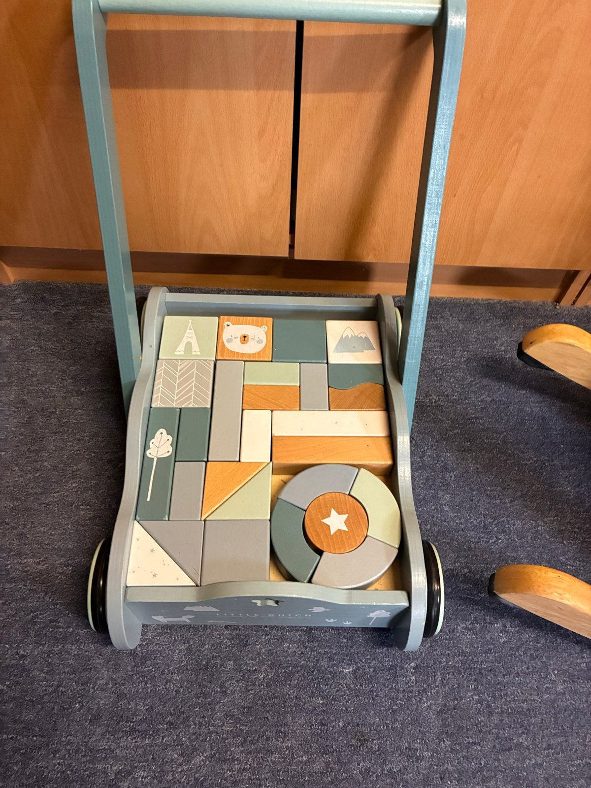 Little Dutch Blokkenkar - Houten loopwagen met blokken, Ophalen of Verzenden, Zo goed als nieuw, Overige typen, Met wieltjes