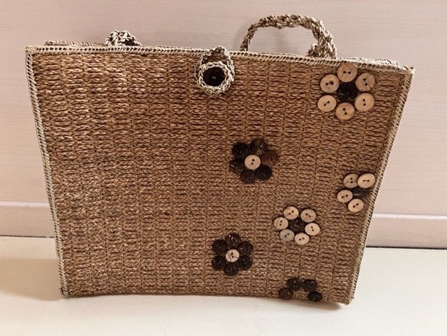 Nieuw hand gemaakte rieten schoudertas strandtas, Ophalen of Verzenden, Nieuw, Overige kleuren, Shopper