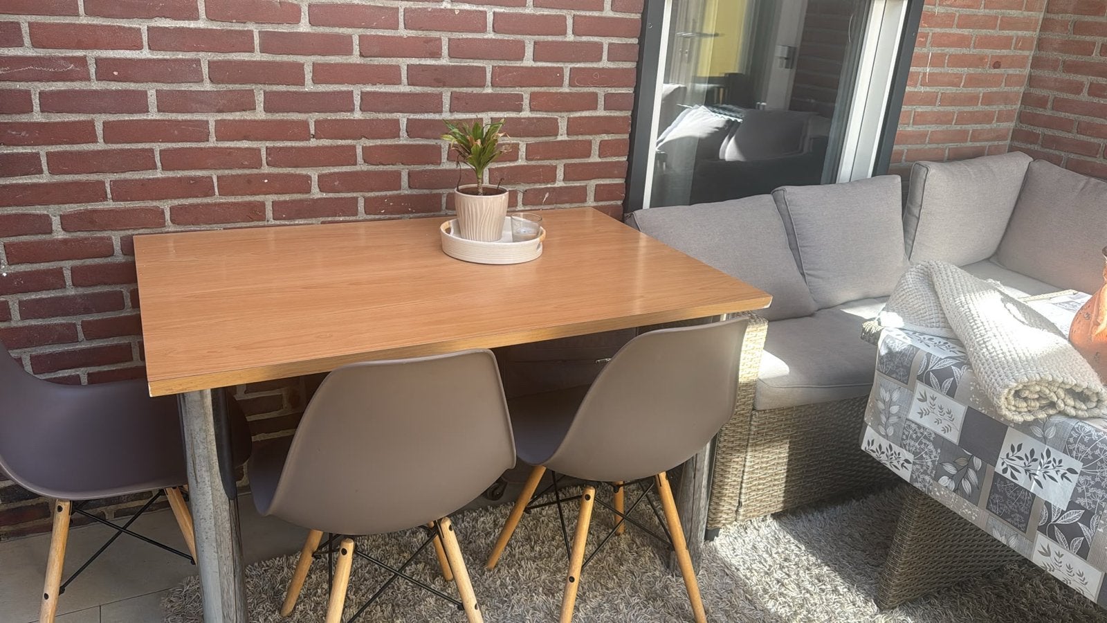 Eettafel met 4 stoelen - 120x80 cm, Huis en Inrichting, Gebruikt, 100 tot 150 cm, Vier personen, Rechthoekig