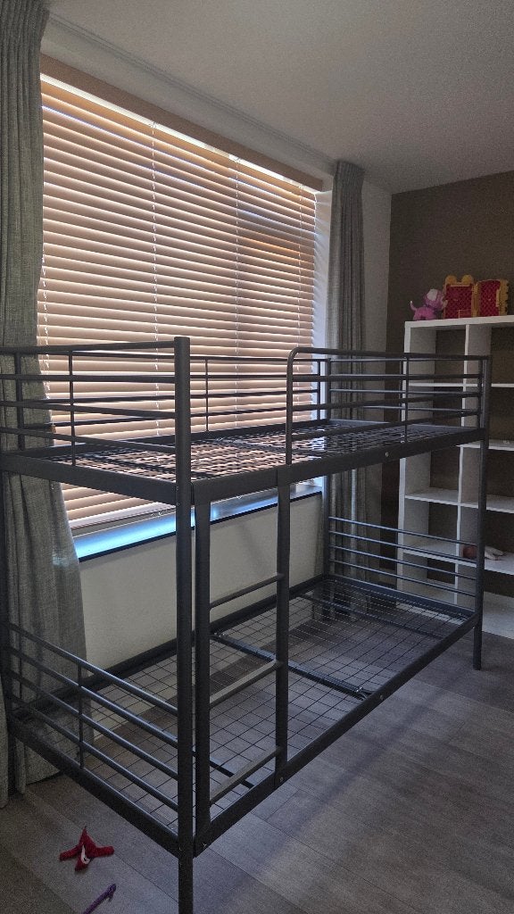 Ikea Svarta metalen stapelbed - gedemonteerd, Ophalen, Gebruikt, 90 cm, 160 tot 180 cm