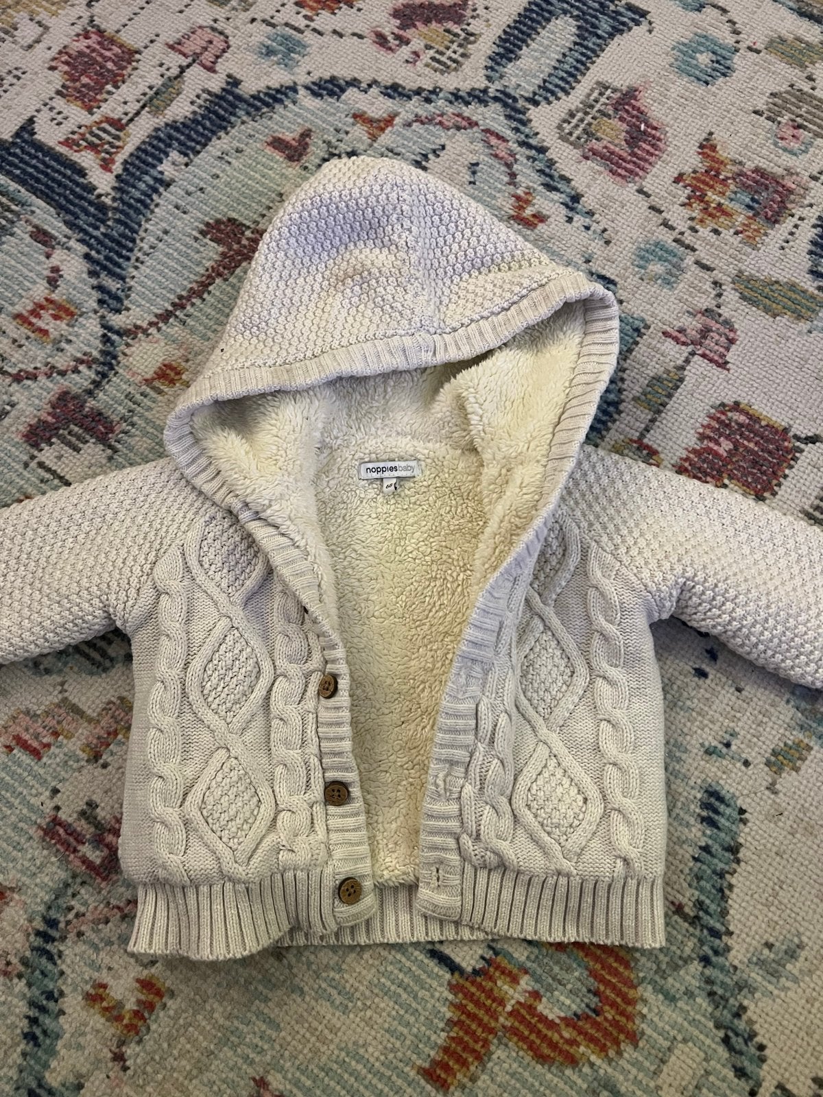 Noppies Baby gebreid vestje met teddy voering maat 68, Ophalen of Verzenden, Zo goed als nieuw, Jongetje of Meisje, Truitje of Vestje