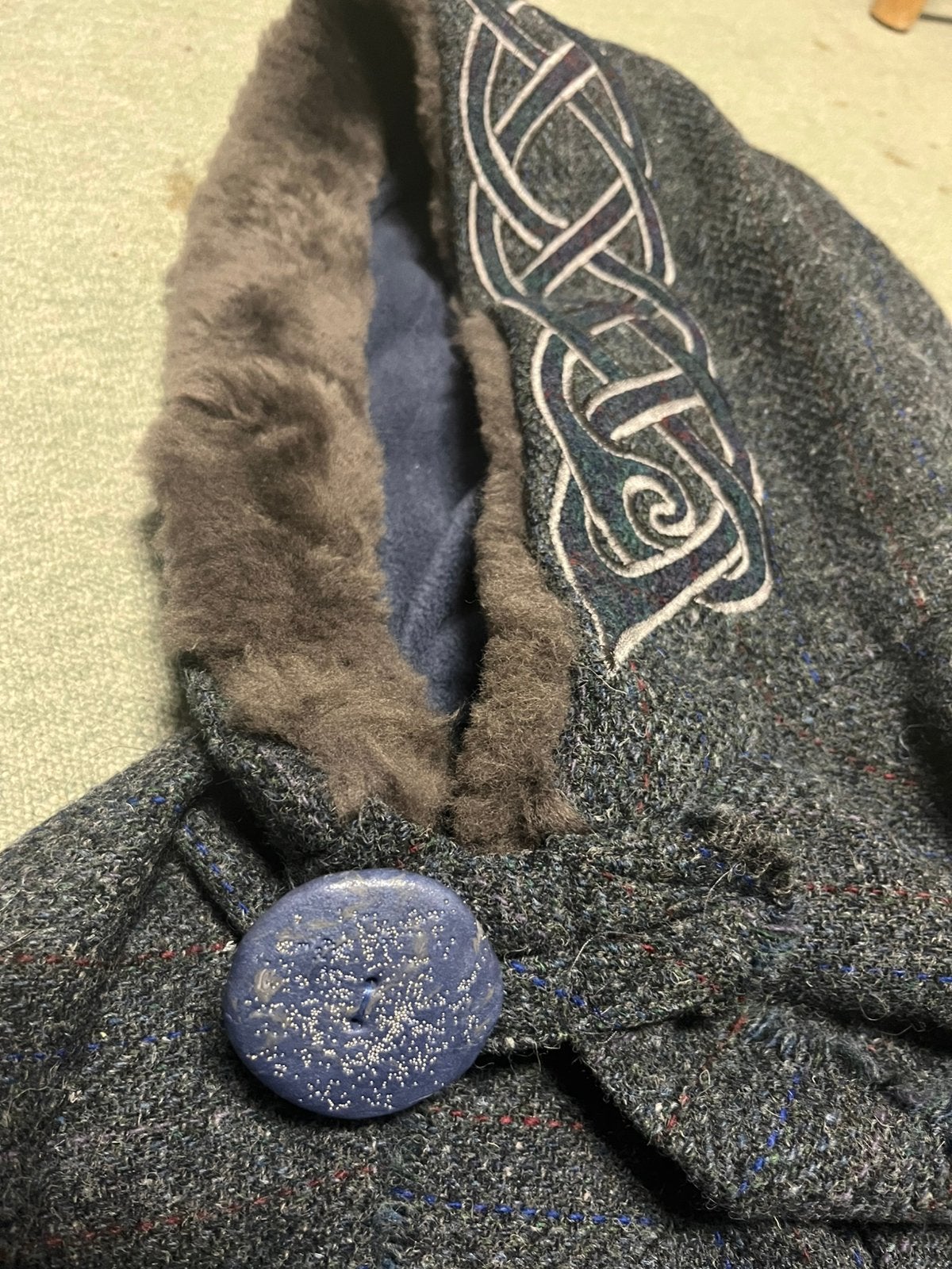 Harris Tweed wollen Celtic cape met capuchon, Ophalen of Verzenden, Zo goed als nieuw