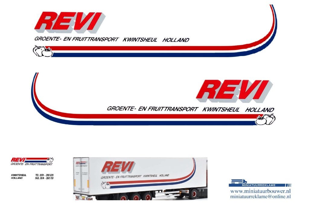 Vrachtauto decal 1:50 Revi Groente en fruit ( trailer ), Hobby en Vrije tijd, Modelauto's | 1:50, Verzenden, Nieuw, Bus of Vrachtwagen
