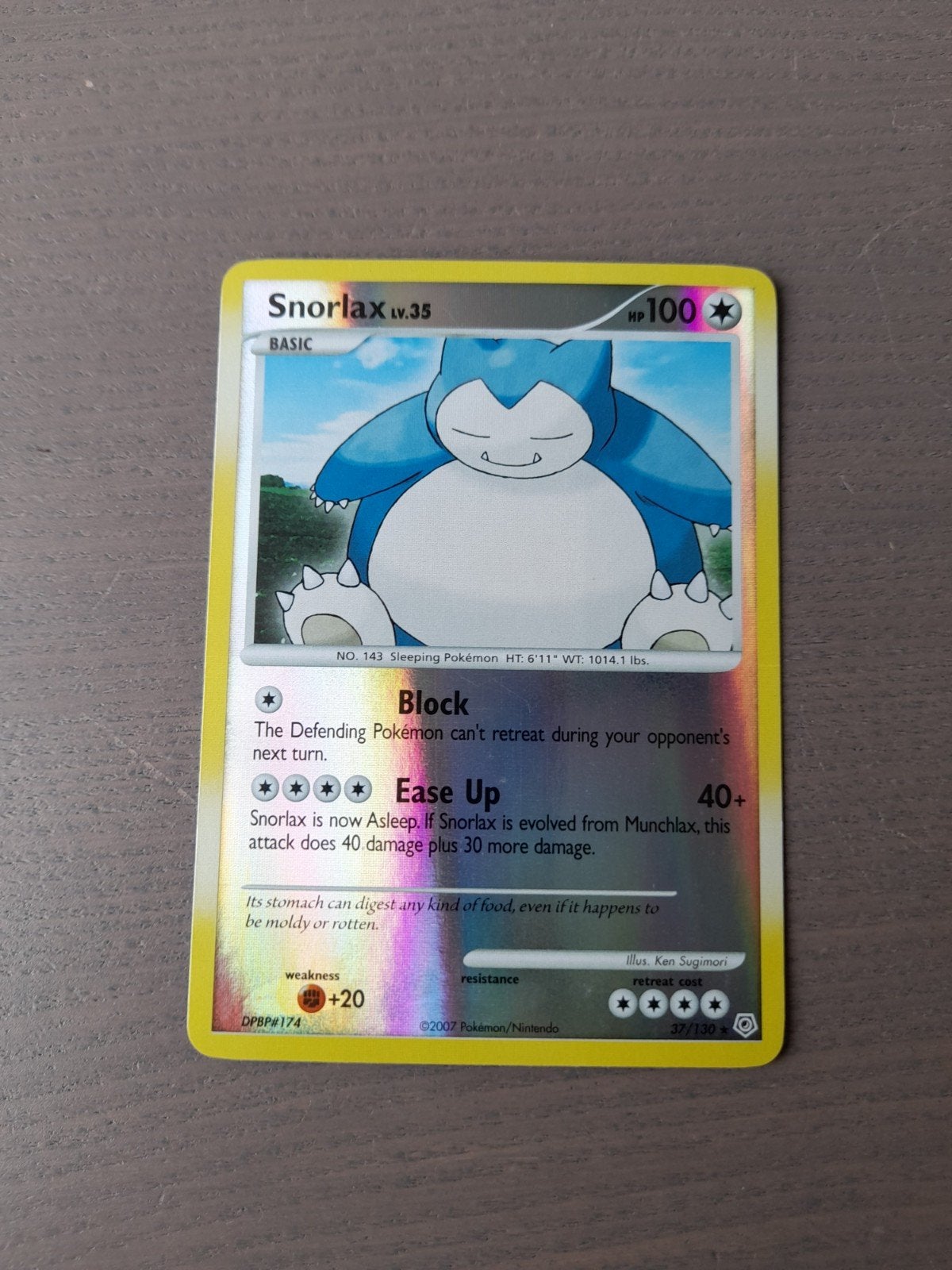 Diamond & pearl 37/130 snorlax reverse, Ophalen of Verzenden, Gebruikt, Losse kaart, Foil