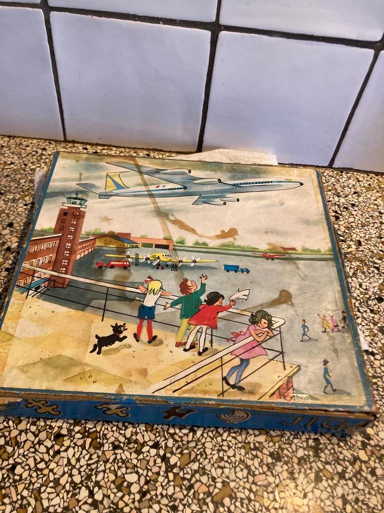 Oude puzzel aan 2 kanten bedrukt, Antiek en Kunst, Curiosa en Brocante, Ophalen of Verzenden