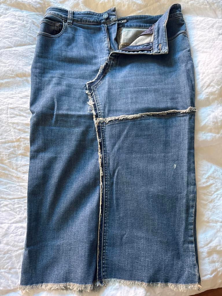 Tom Ford spijkerrok, maat 38/40 (M), Maat 38/40 (M), Blauw, Ophalen of Verzenden, Zo goed als nieuw