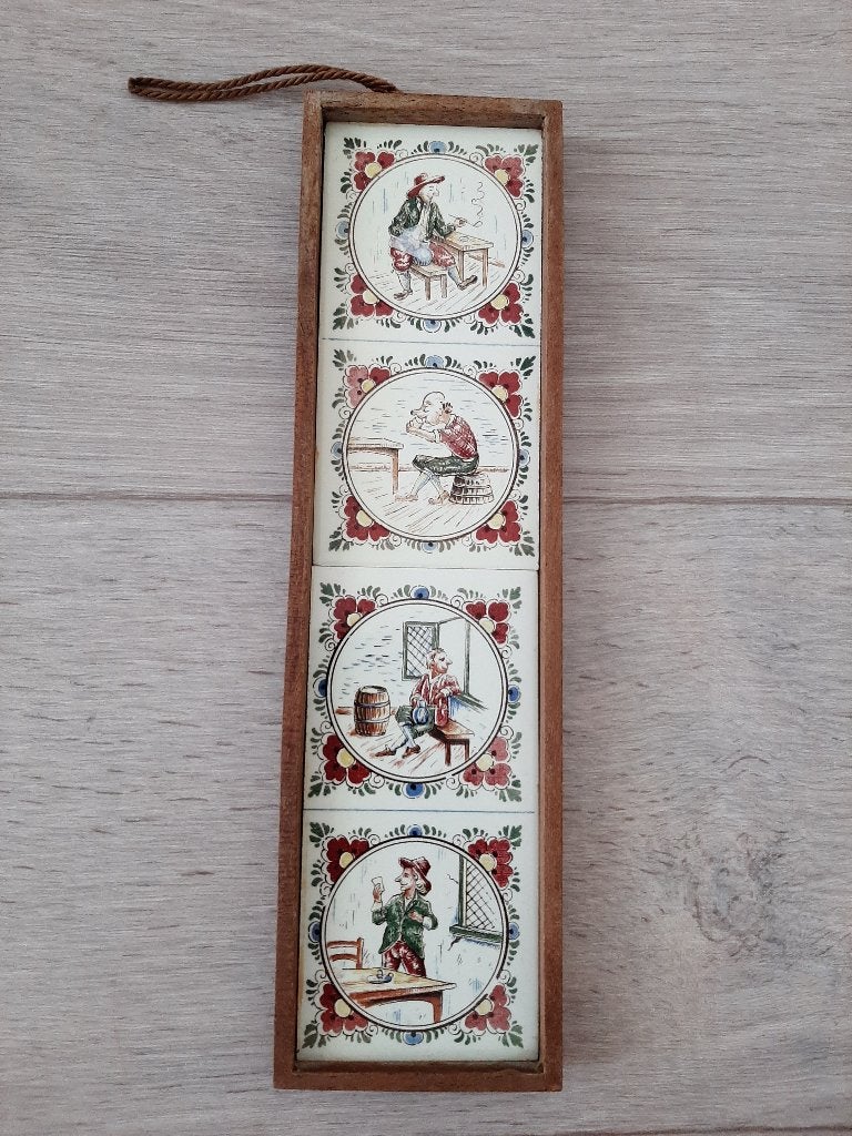 Klein oud tegeltableau tegels Mettlach, Ophalen