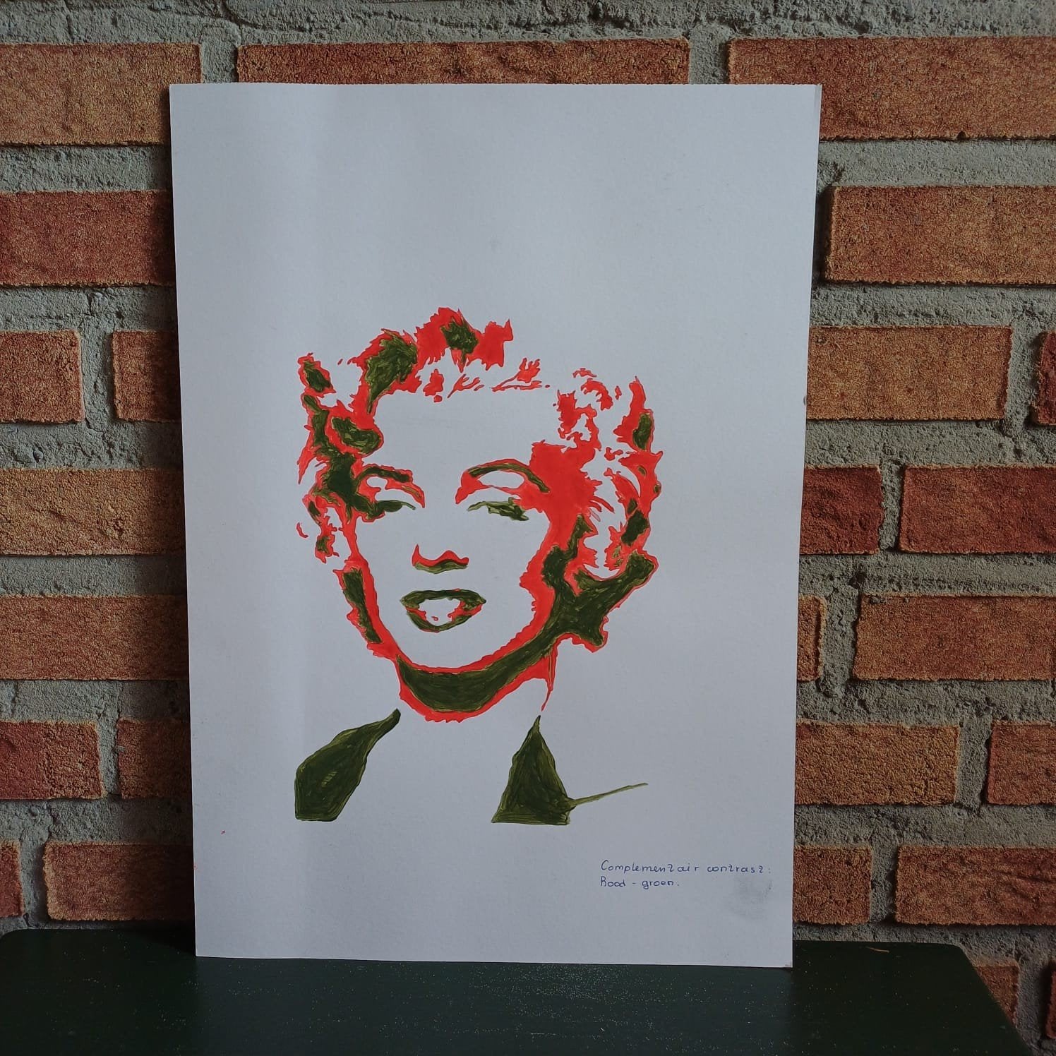 Portret rood/groen, Ophalen of Verzenden, Schilderij