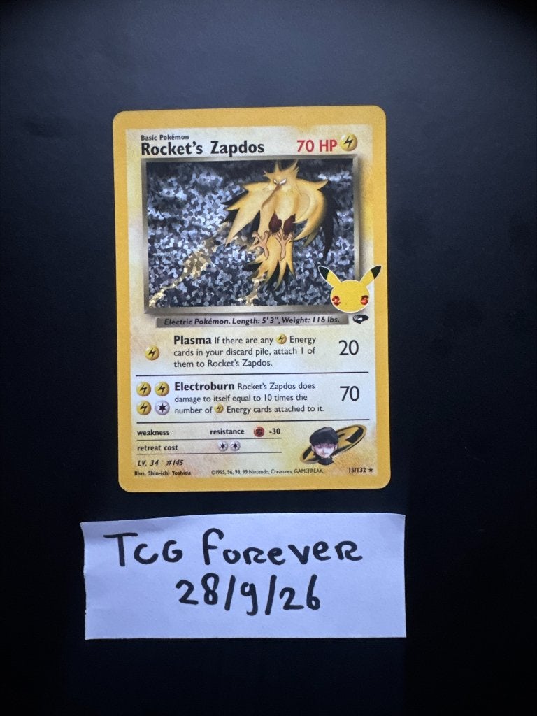 Pokemon Rockets Zapdos 15/132 Celebrations Classic, Ophalen of Verzenden, Nieuw, Losse kaart, Foil