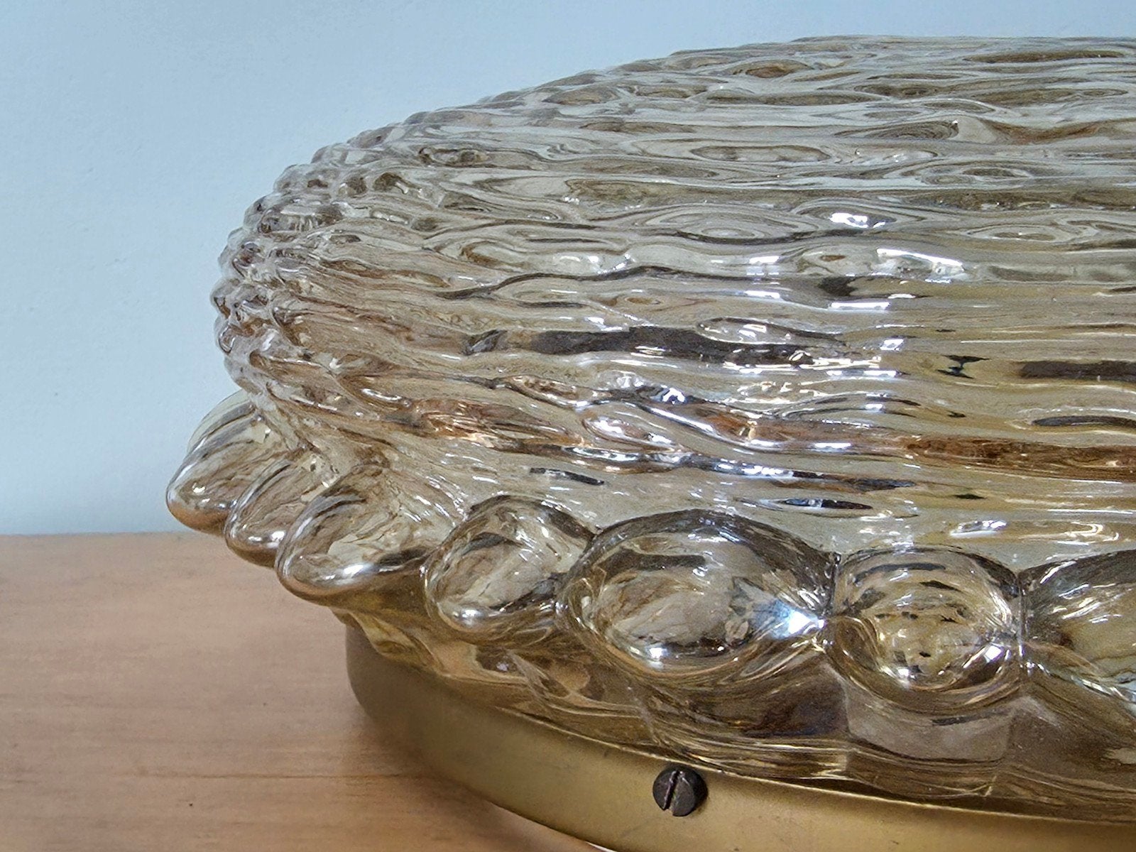 Vintage amberkleurige Glashütte Limburg Helena Tynell lamp, Ophalen of Verzenden
