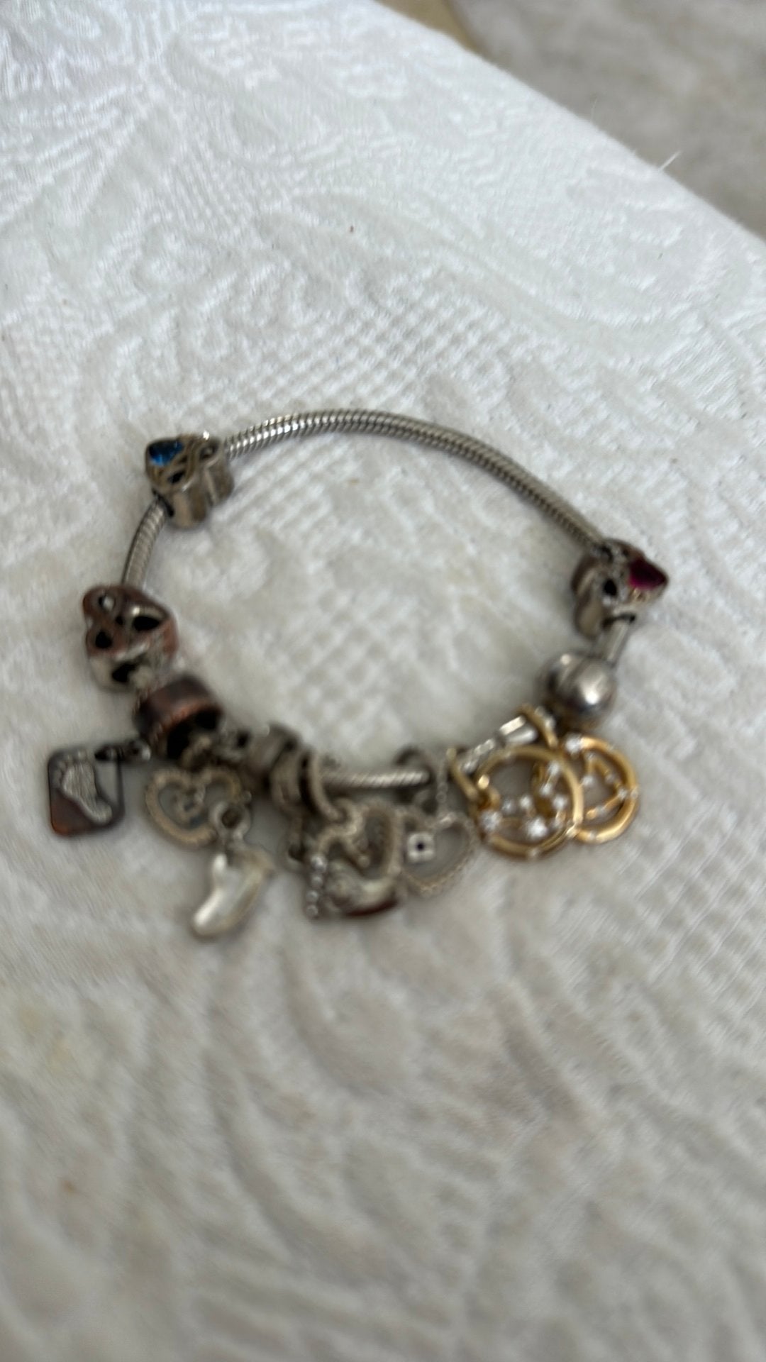 Pandora met 11 bedels  armband, Sieraden, Tassen en Uiterlijk, Armbanden, Ophalen of Verzenden, Zo goed als nieuw, Zilver
